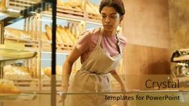  Presentation with cafeteria - Slide set with young-african-american-clerk background and a gold colored foreground