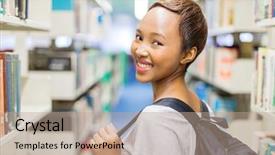  Presentation with pretty girl - Slide set featuring pretty young african american college background and a coral colored foreground