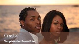  Presentation with african sunset - PPT theme having sunset on the beach background and a tawny brown colored foreground