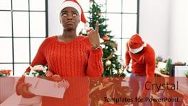  Presentation with christmas tree - Slide set enhanced with young-african-american-couple-standing background and a red colored foreground