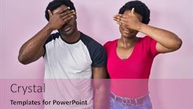  Presentation with american - Theme consisting of young-african-american-couple-standing background and a coral colored foreground