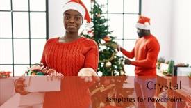  Presentation with palm tree - Presentation theme with young-african-american-couple-standing background and a red colored foreground