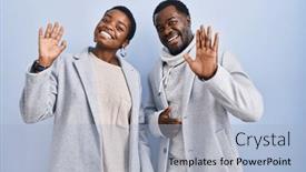  Presentation with saying - Theme featuring young-african-american-couple-standing background and a light blue colored foreground