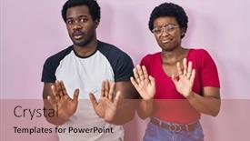  Presentation with forbidden - Presentation theme consisting of young-african-american-couple-standing background and a coral colored foreground
