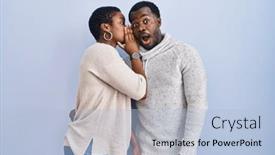  Presentation with talk - Presentation with young-african-american-couple-standing background and a light blue colored foreground
