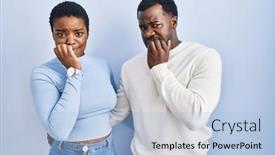  Presentation with anxiety - Presentation design with young-african-american-couple-standing background and a light blue colored foreground