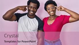  Presentation with great idea - PPT layouts having young-african-american-couple-standing background and a coral colored foreground