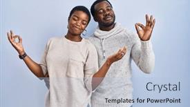  Presentation with meditation - PPT layouts consisting of young-african-american-couple-standing background and a light blue colored foreground