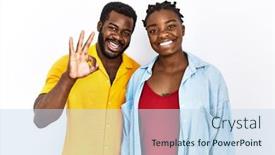  Presentation with young happy couple - Presentation design having young-african-american-couple-wearing background and a sky blue colored foreground