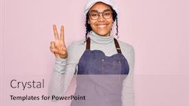  Presentation with apron - Beautiful presentation theme featuring young-african-american-curly-baker backdrop and a lemonade colored foreground