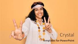  Presentation with hippie - Beautiful PPT layouts featuring young-african-american-curly-hippie backdrop and a coral colored foreground