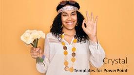  Presentation with hippie - Slides enhanced with young-african-american-curly-hippie background and a lemonade colored foreground