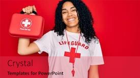  Presentation with whistle - Beautiful slide deck featuring young-african-american-curly-lifeguard backdrop and a red colored foreground