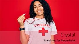  Presentation with whistle - Audience pleasing slide set consisting of young-african-american-curly-lifeguard backdrop and a red colored foreground