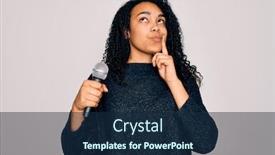  Presentation with african american woman question - Amazing presentation theme having young-african-american-curly-singer backdrop and a navy blue colored foreground