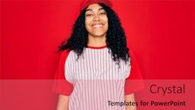  Presentation with baseball - Cool new theme with young-african-american-curly-sportswoman backdrop and a coral colored foreground