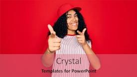  Presentation with american energy - Theme enhanced with young-african-american-curly-sportswoman background and a coral colored foreground