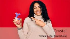  Presentation with american heart - Slide deck having young-african-american-curly-woman background and a lemonade colored foreground