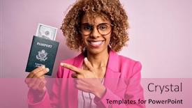  Presentation with united states - Cool new slide set with young-african-american-curly-woman backdrop and a coral colored foreground