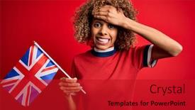  Presentation with brexit - Presentation consisting of young-african-american-curly-woman background and a crimson colored foreground