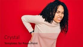  Presentation with backache - Presentation theme consisting of young-african-american-curly-woman background and a crimson colored foreground