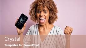  Presentation with proud american - PPT theme featuring young-african-american-curly-woman background and a coral colored foreground