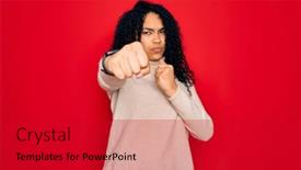  Presentation with violence woman - Audience pleasing theme consisting of young-african-american-curly-woman backdrop and a crimson colored foreground
