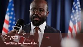  Presentation with interview - Theme consisting of young-african-american-delegate background and a tawny brown colored foreground