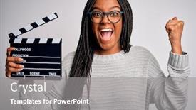  Presentation with proud american - Colorful slide deck enhanced with young-african-american-director-girl backdrop and a gray colored foreground