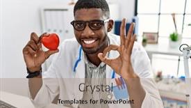  Presentation with doctor african - Slide set enhanced with young-african-american-doctor-man background and a  colored foreground