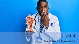  Presentation with respiratory system - Slide set with young-african-american-doctor-man background and a light blue colored foreground
