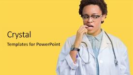  Presentation with african american mothers - Presentation theme having young african american doctor woman background and a  colored foreground