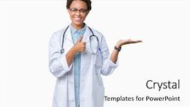  Presentation with doctor african - Theme with young african american doctor woman background and a white colored foreground