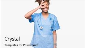  Presentation with eye african american models - Slide set consisting of young african american doctor woman background and a  colored foreground