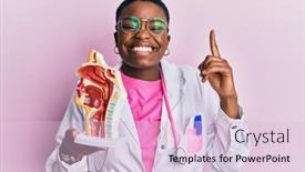  Presentation with number system - PPT theme enhanced with young-african-american-doctor-woman background and a lemonade colored foreground