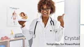  Presentation with doctor african - Slides with young-african-american-doctor-woman background and a light gray colored foreground