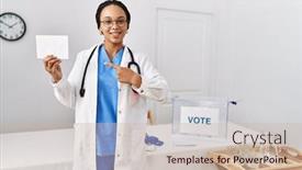  Presentation with doctor african - PPT layouts enhanced with young-african-american-doctor-woman background and a soft green colored foreground