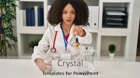  Presentation with drinking water - Slides featuring young-african-american-doctor-woman background and a soft green colored foreground