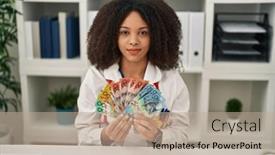  Presentation with australian - Slide deck having young-african-american-doctor-woman background and a  colored foreground