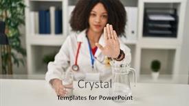  Presentation with defense - PPT theme featuring young-african-american-doctor-woman background and a  colored foreground