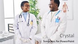  Presentation with african american doctors - Presentation theme featuring young-african-american-doctors-working background and a light gray colored foreground