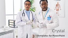  Presentation with african american doctors - Theme with young-african-american-doctors-working background and a  colored foreground