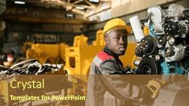  Presentation with industrial engineer - PPT theme featuring young-african-american-engineer background and a tawny brown colored foreground
