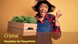  Presentation with proud american - Slide deck enhanced with young-african-american-farmer-woman background and a tawny brown colored foreground