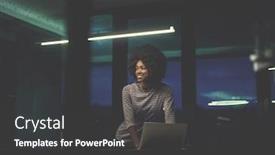  Presentation with coworking - Presentation with young african american female entrepreneur freelancer working using a laptop in coworking space background and a dark gray colored foreground