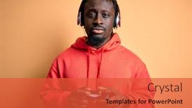  Presentation with video game - Slide set featuring young-african-american-gamer-man background and a red colored foreground