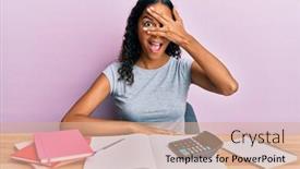  Presentation with accountant - Cool new PPT layouts with young-african-american-girl-accountant backdrop and a coral colored foreground