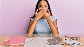  Presentation with accountant - Theme having young-african-american-girl-accountant background and a coral colored foreground