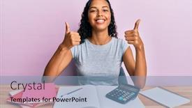  Presentation with accountant - Theme enhanced with young-african-american-girl-accountant background and a light blue colored foreground