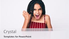  Presentation with angry child - Presentation theme consisting of young-african-american-girl-child background and a sky blue colored foreground